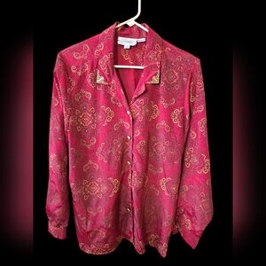 Womens Vintage Paisley Button Down Blouse